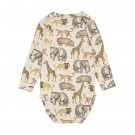 Minymo Body Baby Langermet Dyreprint Beige Melange (Kun str 56 og 74) thumbnail