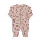 Fixoni Nattdrakt Baby Langermet Uten fot Glidelås Dyreprint Soft Rose thumbnail