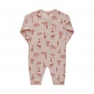 Fixoni Nattdrakt Baby Langermet Uten fot Glidelås Dyreprint Soft Rose thumbnail