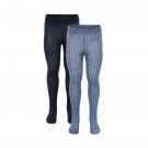 Minymo Strømpebukse Barn Med fot Rib 2-pack Blue Melange thumbnail