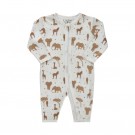 Fixoni Nattdrakt Baby Langermet Uten fot Glidelås Dyreprint Off White (Kun str 62, 68 og 74) thumbnail
