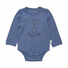 Celavi Ullbody Baby Ull Bambus Ensfarget Bjørneprint China Blue (Kun str 70, 80 og 100) thumbnail