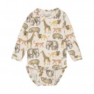 Minymo Body Baby Langermet Dyreprint Beige Melange (Kun str 56 og 74) thumbnail
