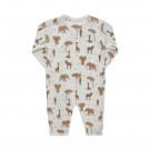 Fixoni Nattdrakt Baby Langermet Uten fot Glidelås Dyreprint Off White (Kun str 62, 68 og 74) thumbnail
