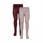 Minymo Strømpebukse Barn Med fot Rib 2-pack Rose Smoke