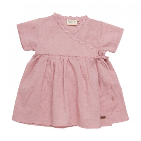 Minymo Kjole Baby Kortermet Omslag Vevd Bridal Rose (Kun str 68 og 74)