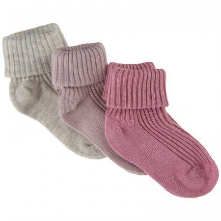 Minymo Sokker Barn Rib 3 pack Rose Smoke