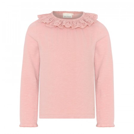 En Fant Bluse Barn Langermet Med krage Ensfarget Misty Rose (Kun str 116, 122 og 140)