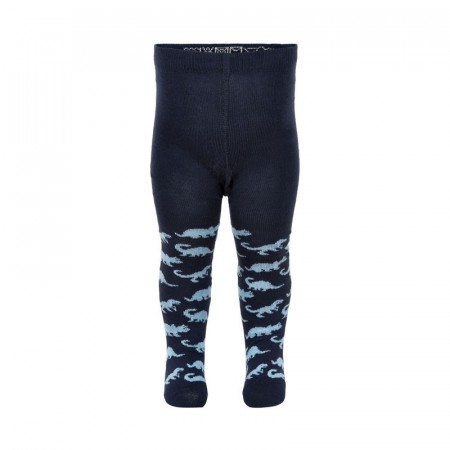 Minymo Strømpebukse Barn Med fot Dinosaur Dark Navy