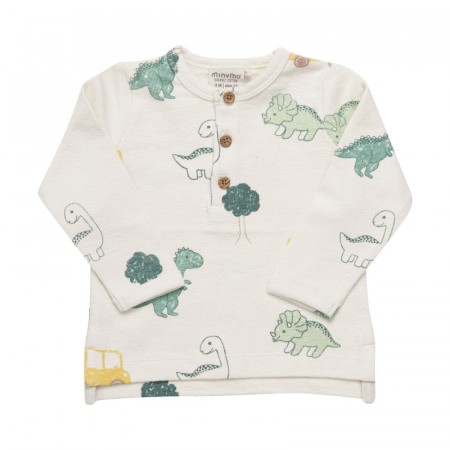 Minymo Genser Baby Langermet Sweat Dinosaurprint Birch (Kun str 56, 68 og 74)