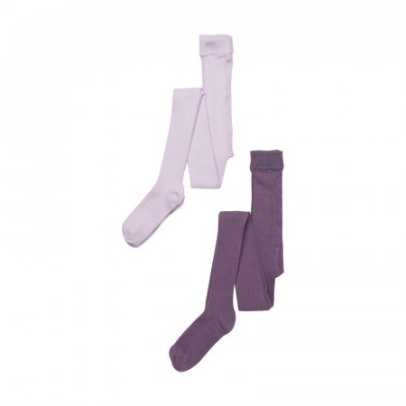 Minymo Strømpebukse Barn Med fot Rib 2-pack Very Grape