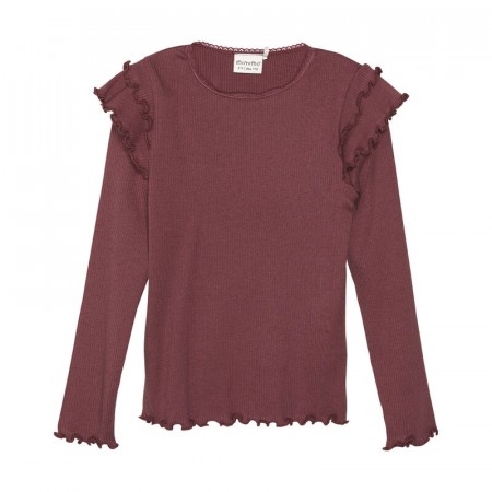 Minymo T-skjorte Barn Langermet Rib Volanger Roan Rouge