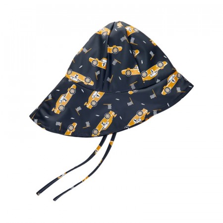 Celavi Regnhatt Barn Med Fleece og Knyting Bilprint Navy (Kun str 90)