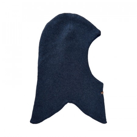 Minymo Ullbalaclava Barn Ull Bomull Strikket Ensfarget Black Iris (Kun str 80/86 og 92/98)