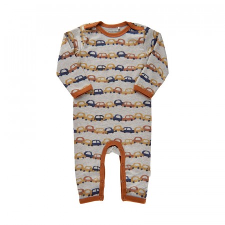 Minymo Heldrakt Baby Langermet Bilprint Beige Melange (Kun str 56, 68 og 74)