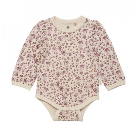 Celavi Ullbody Baby Ull Bambus Blomsterprint Deauville Mauve (Kun str 70, 80 og 90)