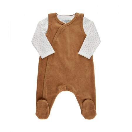Fixoni Sparkebukse velour sett med body Almond (Kun str 62 og 68)