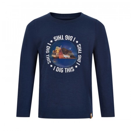 Minymo T-skjorte Barn Langermet 3D Gravemaskinprint Dark Navy (Kun str 104, 116 og 122)