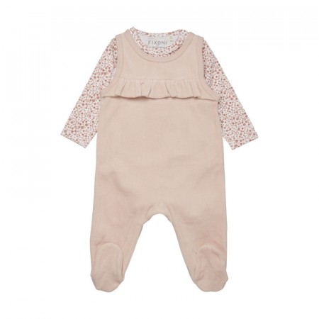 Fixoni Sparkebukse sett velour med body Cameo Rose 
