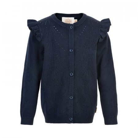 Creamie Cardigan Barn Strikket Pointelle Liten Total Eclipse (Kun str 92)