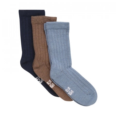 Minymo Ullsokker Barn Rib 3-pack Dark Navy (Kun str 15/18)