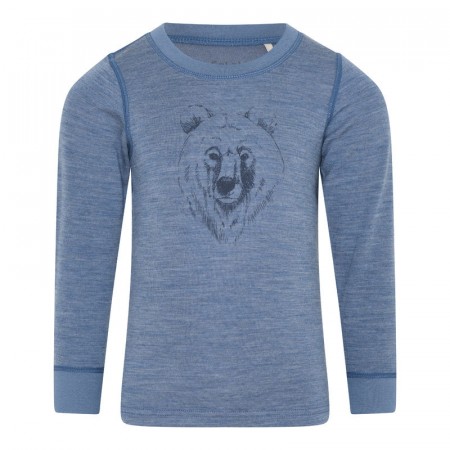 Celavi Ullgenser Barn Ull Bambus Bjørneprint China Blue