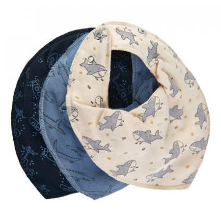 Pippi Smikke Baby Bandana 3 pack Mønster Dark Blue