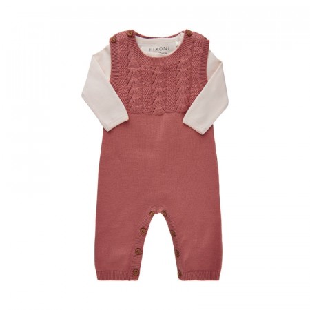 Fixoni Overall strikket sett med body Old Rose (Kun str 62 og 68)