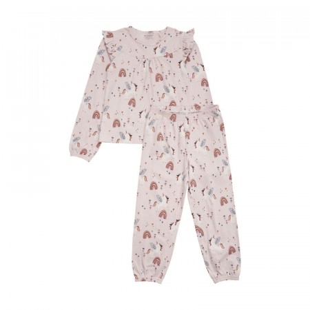 Minymo Pyjamas sett Barn Langermet Enhjørning Regnbue Rose Smoke (Kun str 98)