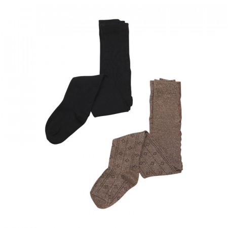Minymo Strømpebukse Barn Med fot Lurex 2pack Black