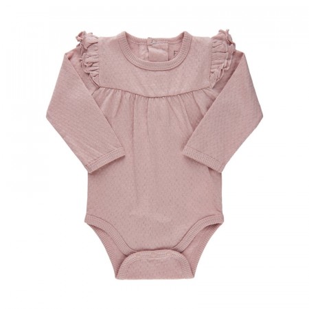 Fixoni Body Baby Langermet Pointelle Pale Mauve (Kun str 56 og 62)