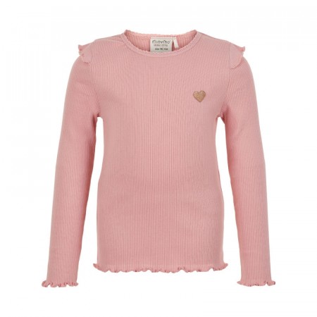 Minymo T-skjorte Barn Langermet Rib Rose Tan (Kun str 98)