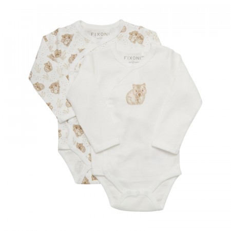 Fixoni Body Baby Langermet Omslag 2-pack Snow White (Kun str 50)