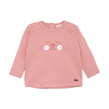 Minymo Genser Baby Sweat Langermet Katt Strawberry Ice 
