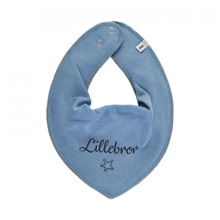 Pippi Smikke Baby Bandana med tekst Lillebror Blue