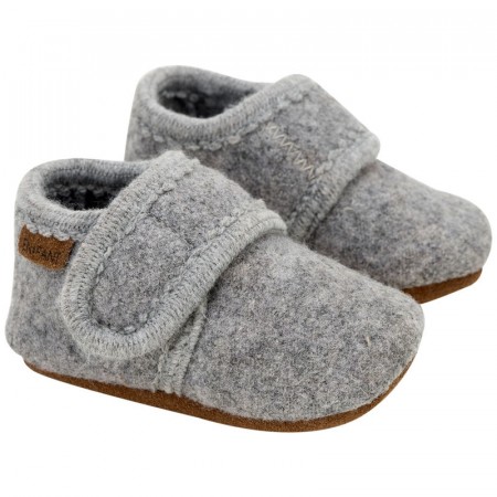 En Fant Ulltøfler Baby Ensfarget Grey Melange (Kun str 3-6 mnd)