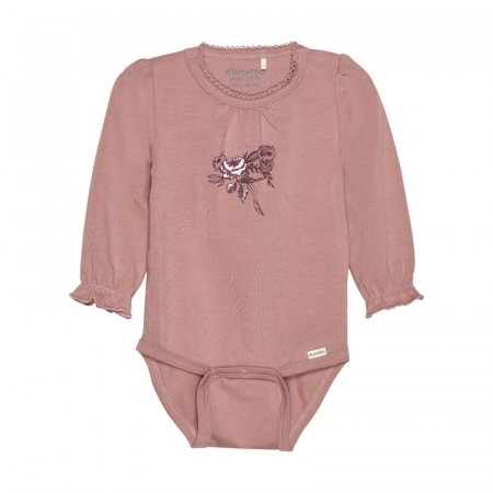Minymo Body Baby Langermet Blomster Ash Rose
