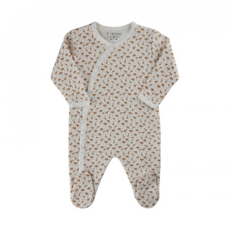 Fixoni Nattdrakt Baby Langermet Med fot Dyreprint Off White (Kun str 68)