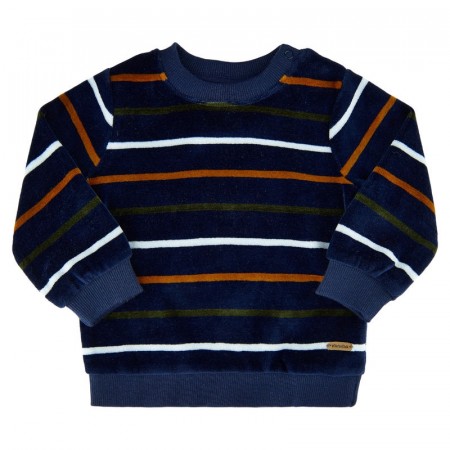 Minymo Genser Baby Langermet Velour Striper Dark Navy (Kun str 62)