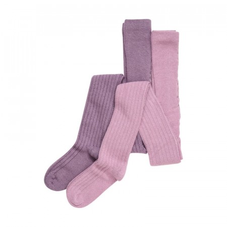 Minymo Ull Strømpebukser Barn Rib 2-pack Orchid Haze