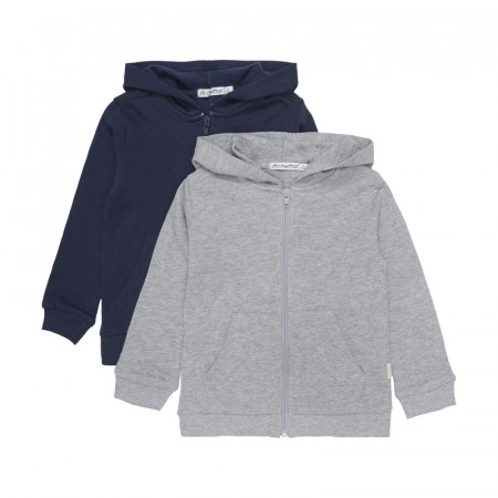 Minymo Jakke Sweat Barn 2-pack med hette Greymelange