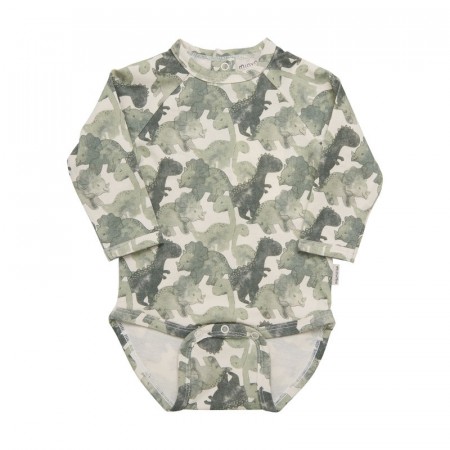 Minymo Body Baby Langermet Dinosaurprint Green Bay (Kun str 56)
