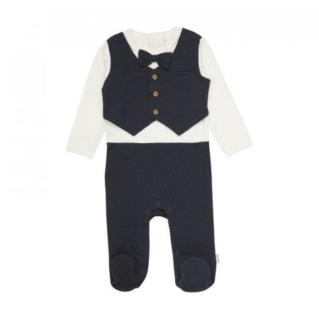 Minymo Heldrakt Baby Langermet Vest Sløyfe Collegiate Blue