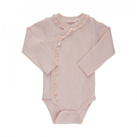 Fixoni Body Baby Langermet Omslag Rib Magano Calcite (Kun str 50)