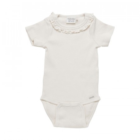Minymo Body Baby kortermet Rib White Swan (Kun str 62 og 68)