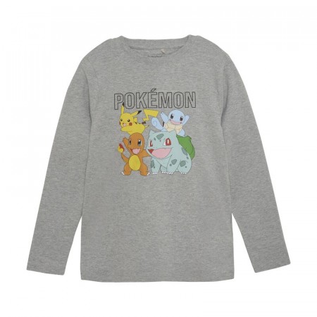 Minymo T-skjorte Barn Langermet Pocémon Light Grey Melange (Kun str 104, 116 og 128)