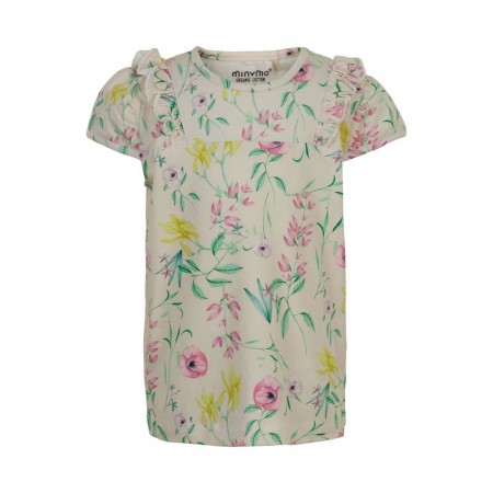 Minymo T-skjorte Barn Kortermet Blomster White Swan (Kun str 98, 116 og 128)
