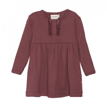 Minymo Kjole Baby Langermet Rib Roan Rouge