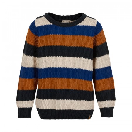 Minymo Genser Barn Langermet Strikket Striper Jet Black (Kun str 104 og 116)