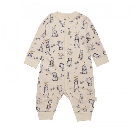 Celavi Ulldrakt Baby Ull Bambus Bjørneprint China Blue (Kun str 100)